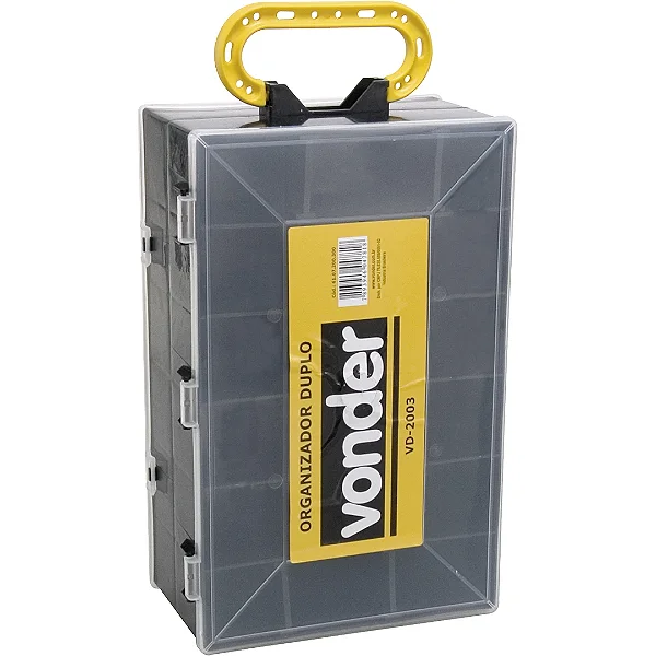 Organizador Plástico Duplo Vonder VD 2003 com Divisórias Removíveis para Peças e Acessórios