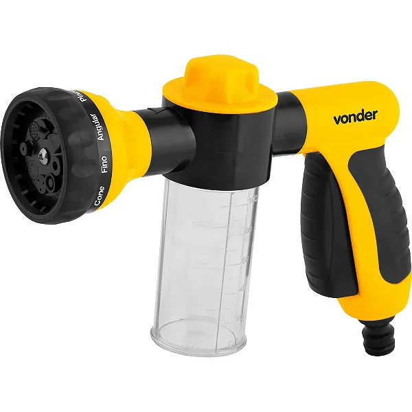 Esguicho Plástico Vonder 8 Funções com Reservatório de Sabão e Engate 1/2"