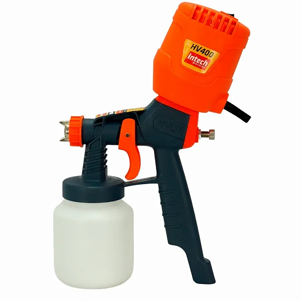 Pistola Elétrica Pulverizadora Intech Machine HV400 450W com Sistema HVLP, Caneca 900ml e Bico de Inflar – 127V ou 220V