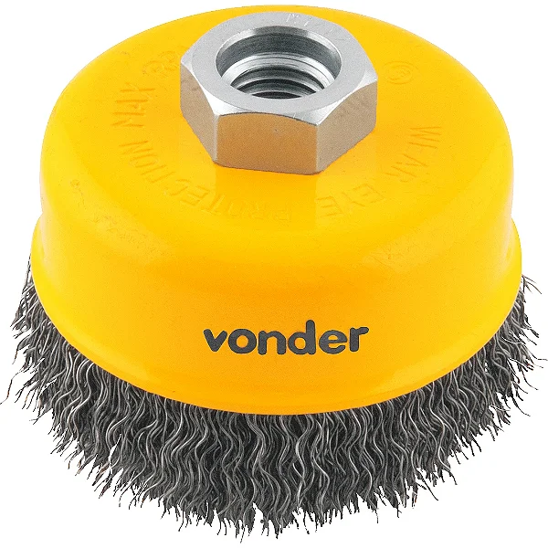 Escova Tipo Copo Vonder 3" Ondulada em Aço Carbono com Rosca M14 p/ Esmerilhadeira