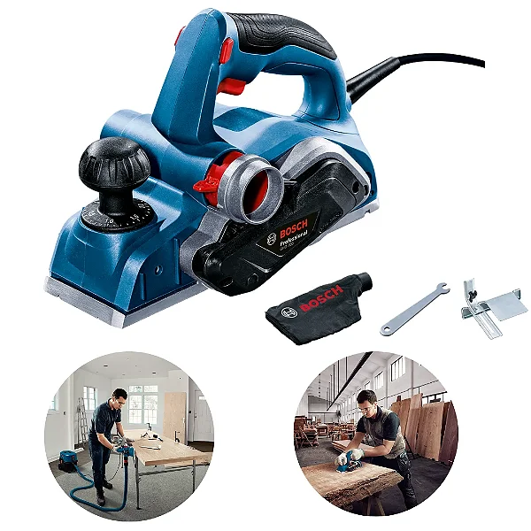 Plaina Bosch GHO 700 700W 82mm 127V ou 220V com 2 Lâminas TCT e Coletor de Pó