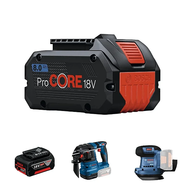Bateria de Íons de Lítio Bosch ProCORE 18V 8,0Ah Compacta e Potente