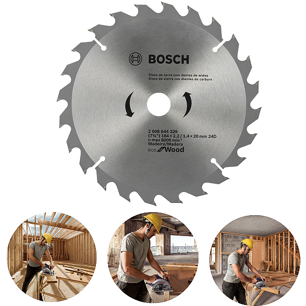 Disco de Serra Circular Bosch Eco for Wood 184mm 40T (2608644330) – corte limpo e eficiente em madeira