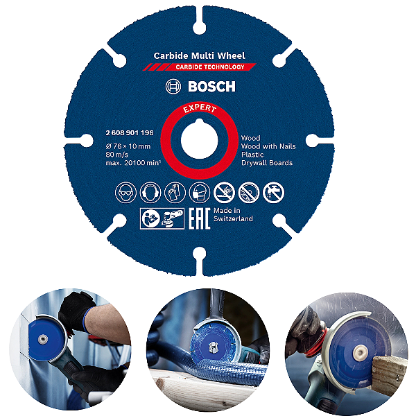 Disco de Corte Bosch Expert Carbide Multi-Wheel 76mm Azul – Corte fino e preciso em madeira