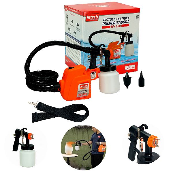 Pistola Elétrica Pulverizadora Intech Machine HV500 450W Sistema HVLP – Alta Precisão e Economia