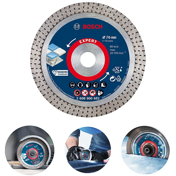 Disco Diamantado Bosch EXPERT Hard Ceramic 76x1,5x10mm Corte Preciso em Porcelanato