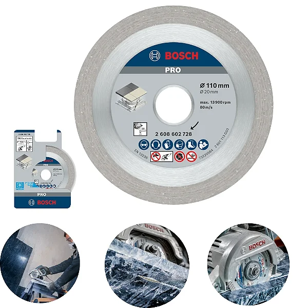 Disco Diamantado Bosch 110×20 mm (2 mm) Corte a Seco – Best for Porcelanato, Cerâmica e Mármore 13.800 rpm