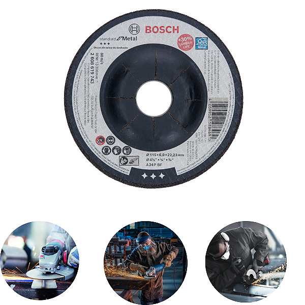Disco de Desbaste Bosch PRO Metal Centro Deprimido p/ Aço M14 22,23 mm