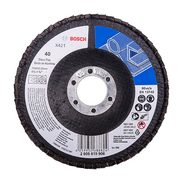 Disco Flap Bosch X421 115mm Curvo Kit 10 Unidades Para Ferro, Metal e Aço – Alta Durabilidade