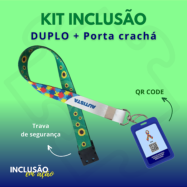 KIT INCLUSÃO: Colar Duplo + Porta Crachá Azul