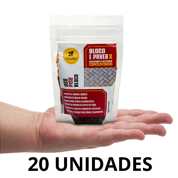 20 Unidades Bloco e Paver X - Aditivo Plastificante e Acelerador Bloco e Paver