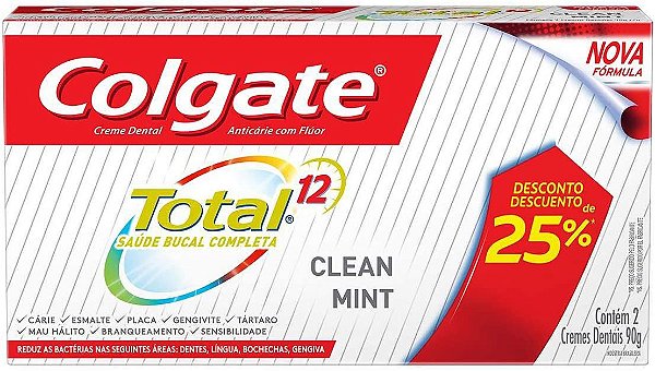 Colgate Creme Dental Total 12 Clean Mint Pack C/2 90g