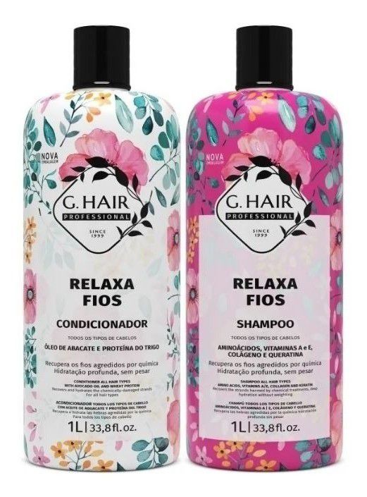 GHair Kit Shampoo + Condicionador Relaxa Fios 1L + 1L