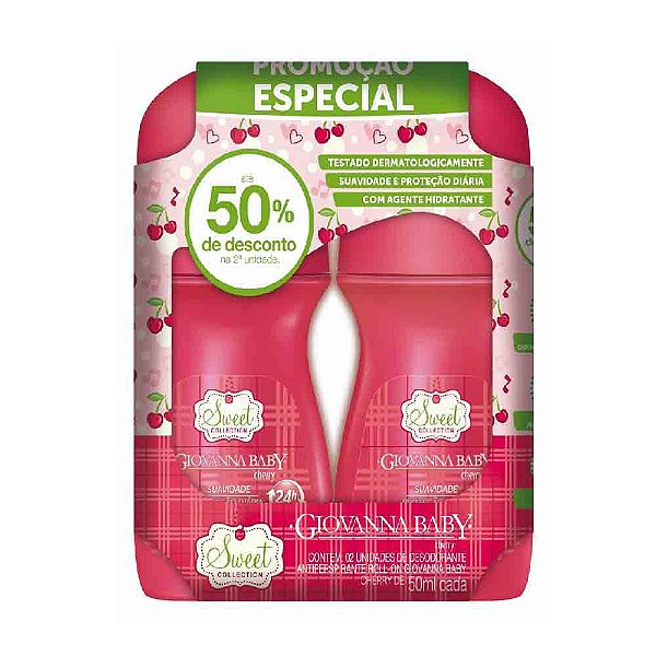 Giovanna Baby Desodorante Kit com 2 Roll-on Cherry 50ml