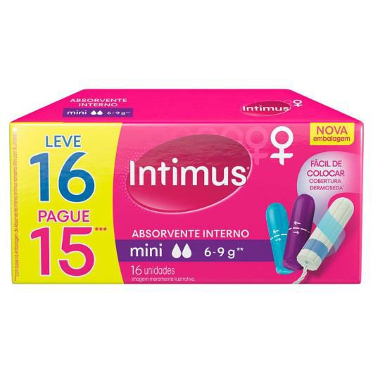 Intimus Absorvente Interno Mini Leve 16 Pague 15