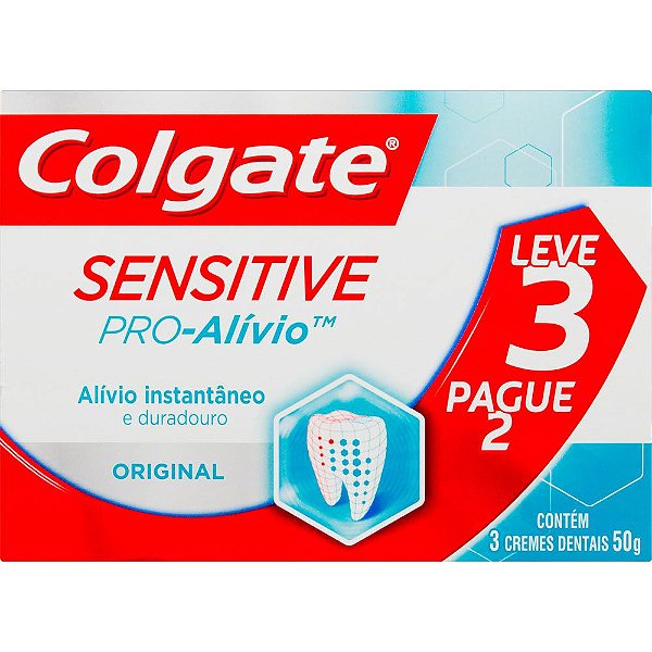 Colgate Creme Dental para dentes sensíveis Colgate Sensitive Pro-Alívio Original 50g Promo Leve 3 Pague 2