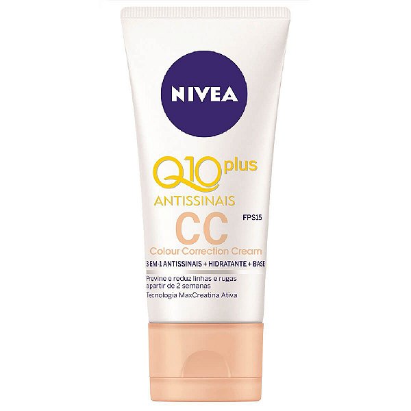 Nivea CC Cream Q10 Plus Antissinais FPS15 50mL - Padron Perfumaria