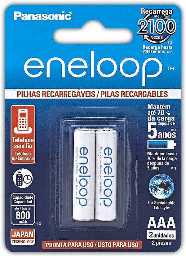 2x Pilhas Recarregáveis Eneloop AAA - 800mAh