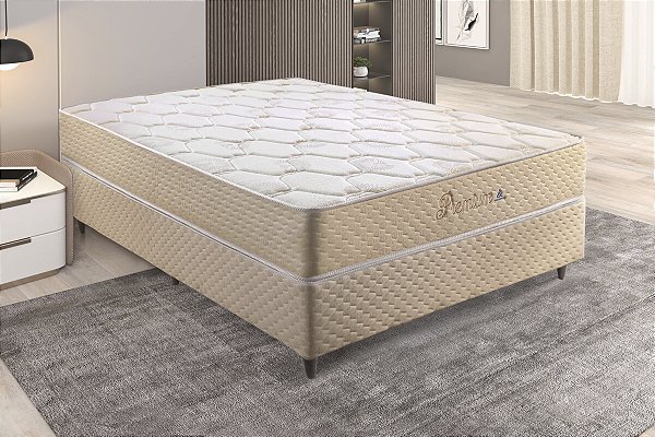 Conjunto cama box 138 cm + colchão premium 188x138x28