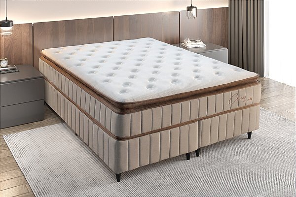 Conjunto cama box + colchão charm 198x158x35