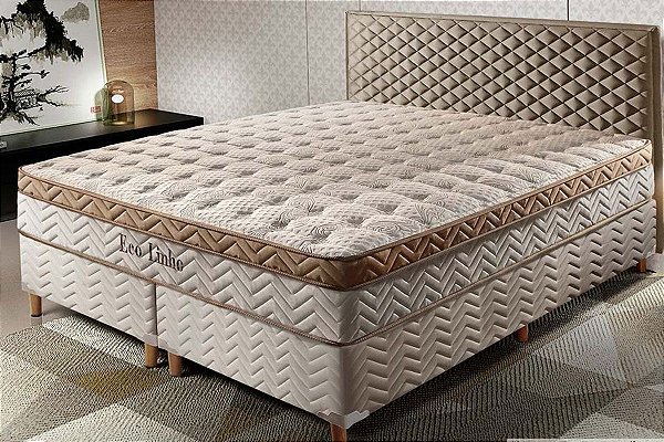 Conjunto cama box + Colchão Ecolinho king 193x203 cm