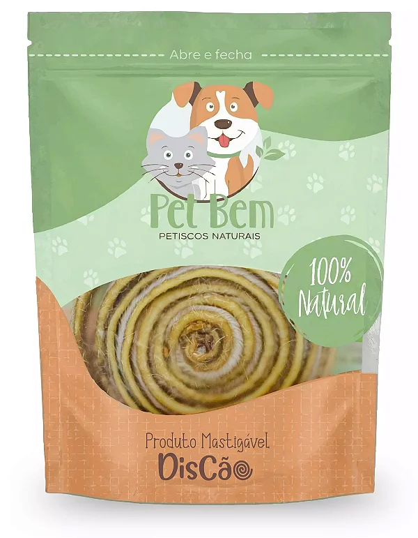 DisCão de Couro Bovino Desidratado Mordedor Natural para Cães
