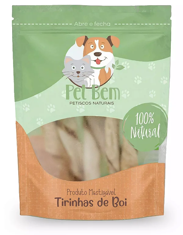Tirinhas de Boi (Couro Desidratado) Mordedor Natural para Cães