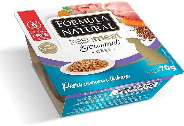 Ração Úmida Fórmula Natural Fresh Meat Gourmet para Cães Sabor Peru, Cenoura e Linhaça 70g