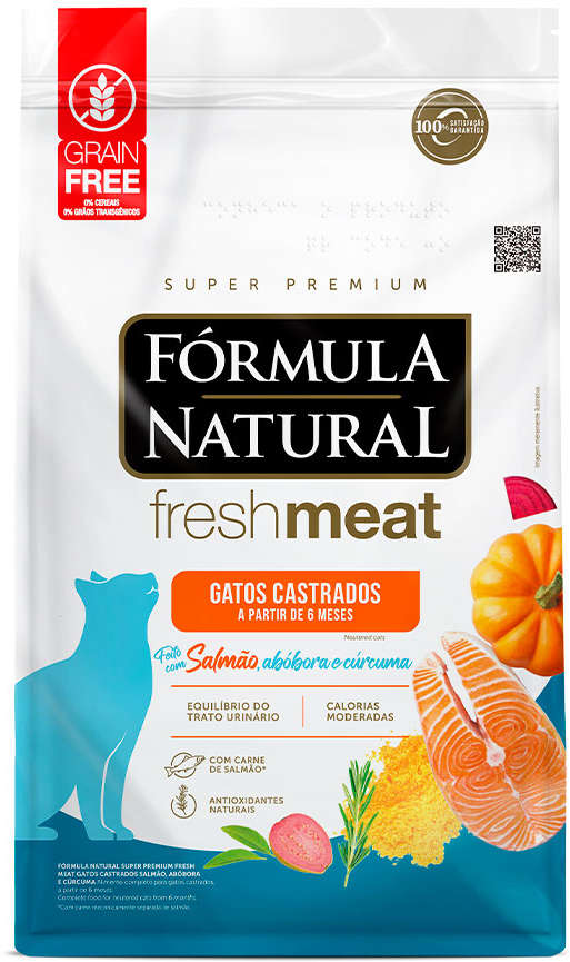 Ração Fórmula Natural Fresh Meat para Gatos Adultos Castrados Sabor Salmão