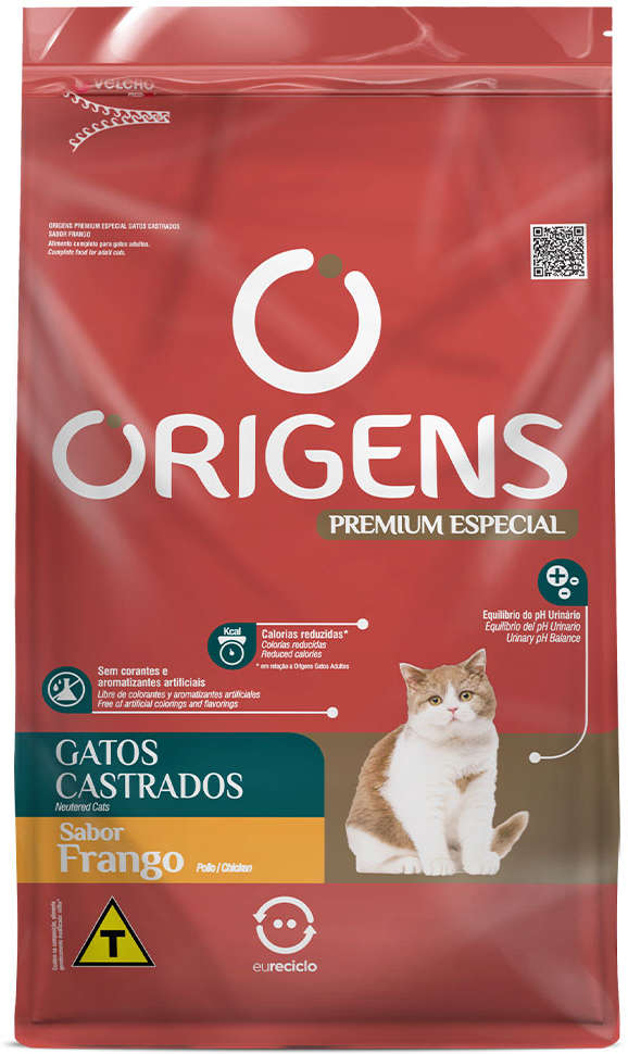 Ração Origens para Gatos Castrados Sabor Frango 3kg