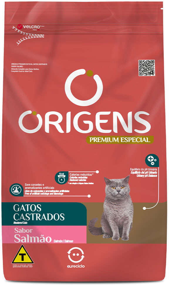 Ração Origens para Gatos Castrados Sabor Salmão 3kg