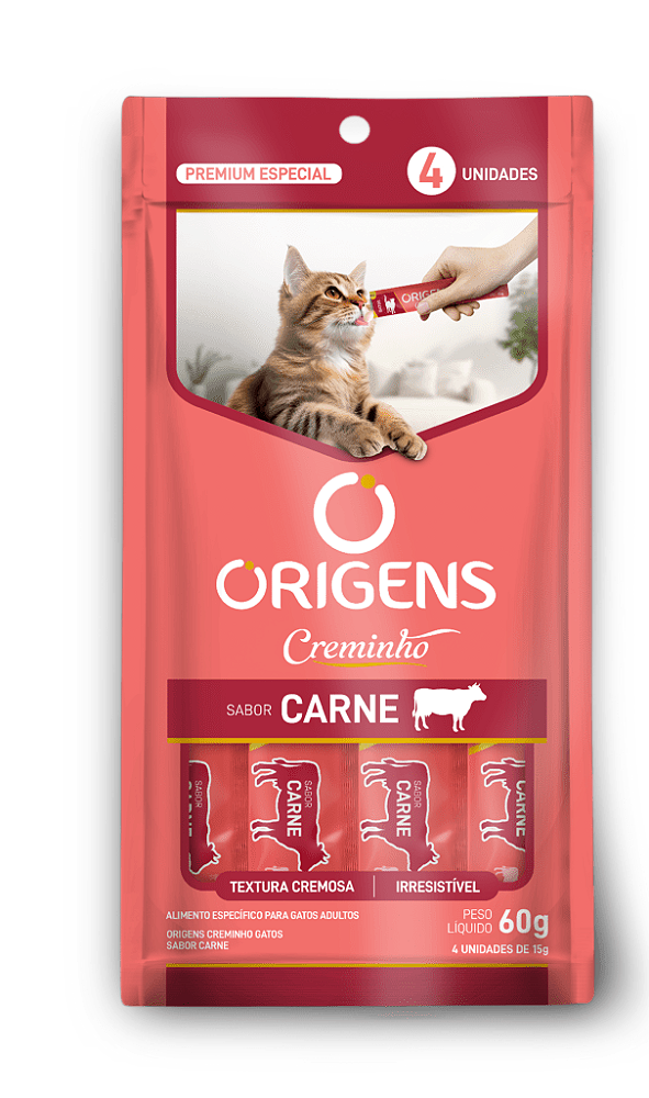 Petisco Snack Cremoso Origens Creminho Carne para Gatos