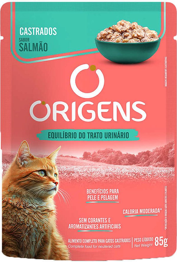 Sachê Origens para Gatos Castrados Sabor Salmão 85g