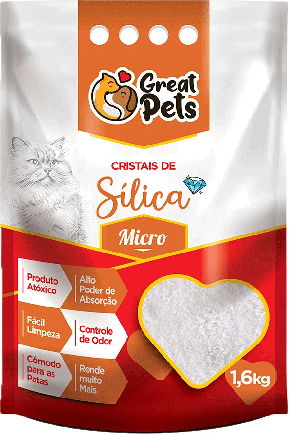 Areia Higiênica Great Pets Micro Sílica Cristal para Gatos 1,6 kg