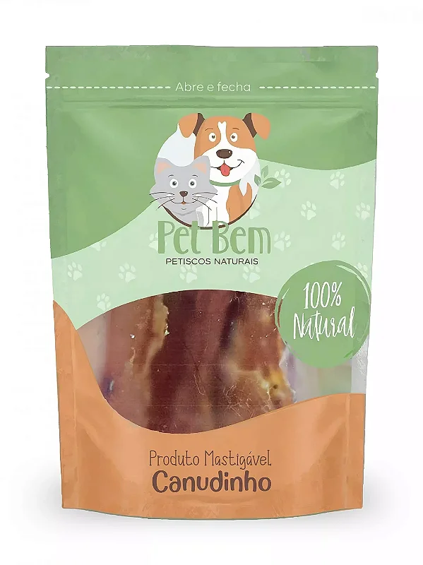 Canudinho 70g Aorta Bovina Desidratada Mordedor Natural para Cães e Gatos