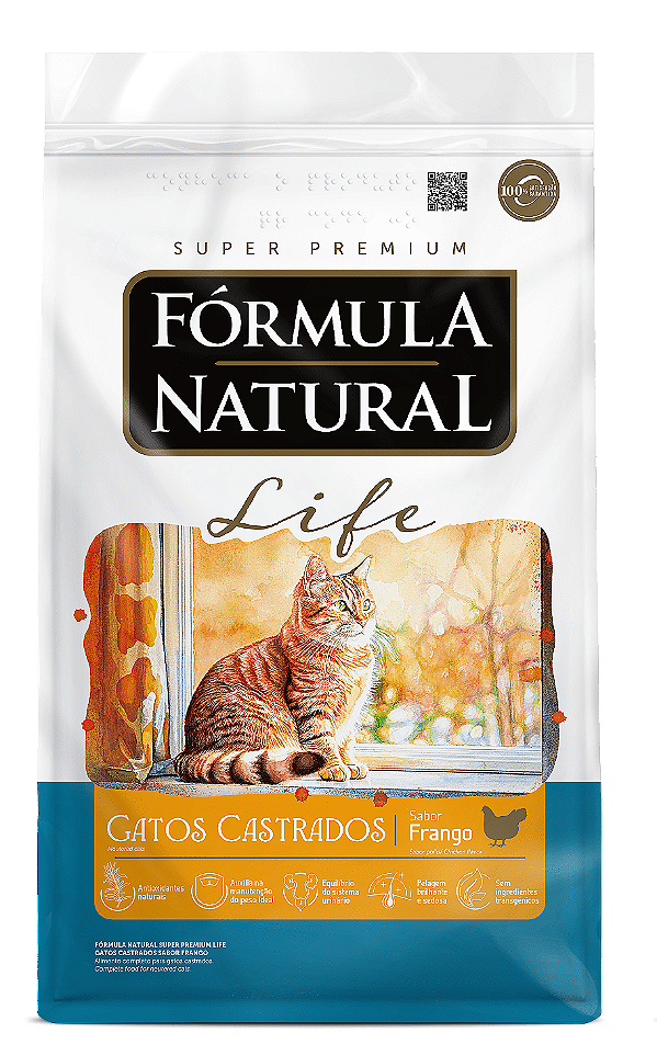 Ração Fórmula Natural Life para Gatos Adultos Castrados Sabor Frango 1 kg