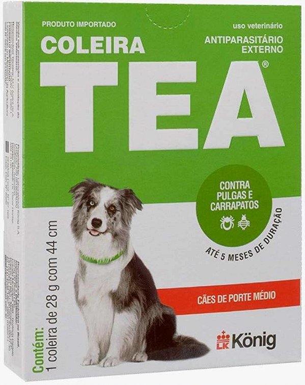 Coleira Antipulgas Antiparasitária Tea Konig para Cães M 44 cm