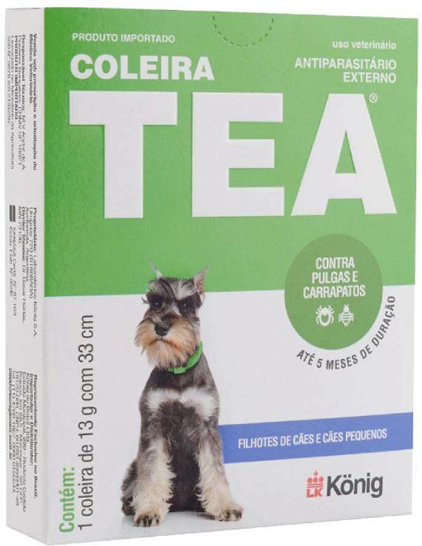 Coleira Antipulgas Antiparasitária Tea Konig para Cães P 33 cm