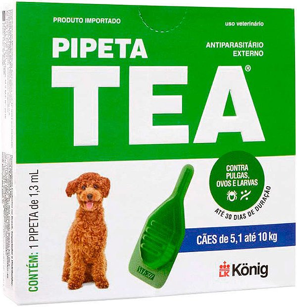Combo Antipulgas Antiparasitário Tea Pipeta 1,3ml para Cães de 5,1 até 10 kg