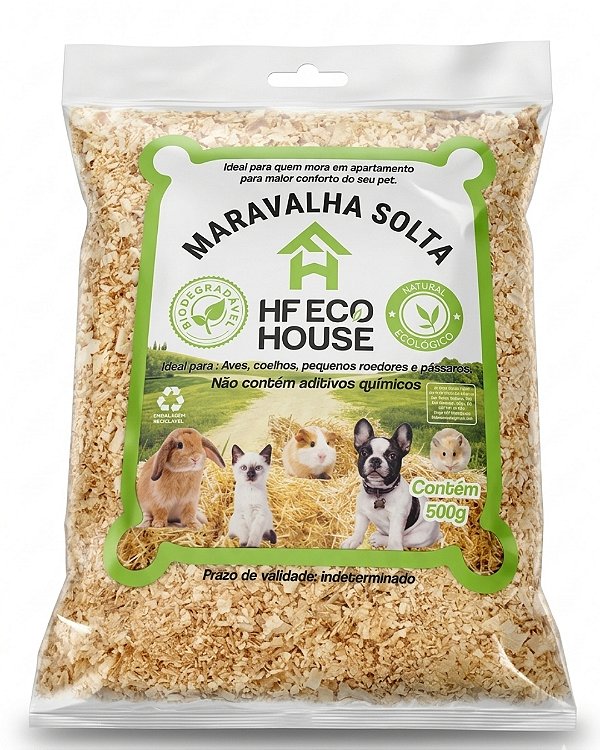 Serragem Maravalha Solta Hf Eco House Flocada para Roedores 500 g