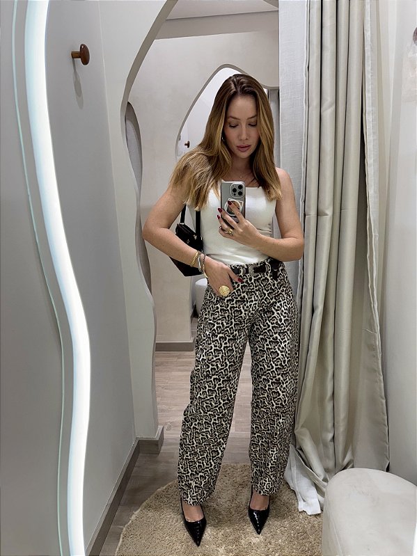 Calça Slouchy Animal Print Evelin