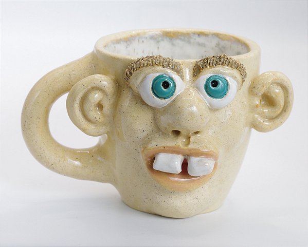 CANECA artesanal cerãmica esculpida OH COISA LINDA!