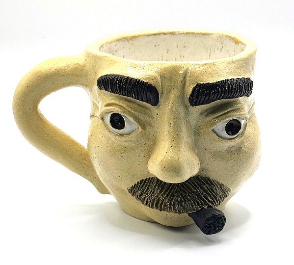 caneca feito a mão cerâmica esculpido corleone