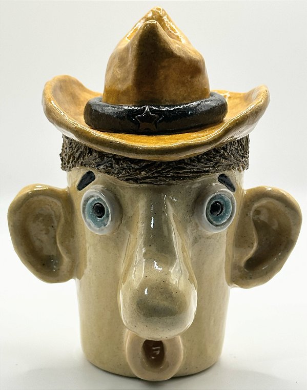 incensário artesanal cerãmica esculpida Cowboy