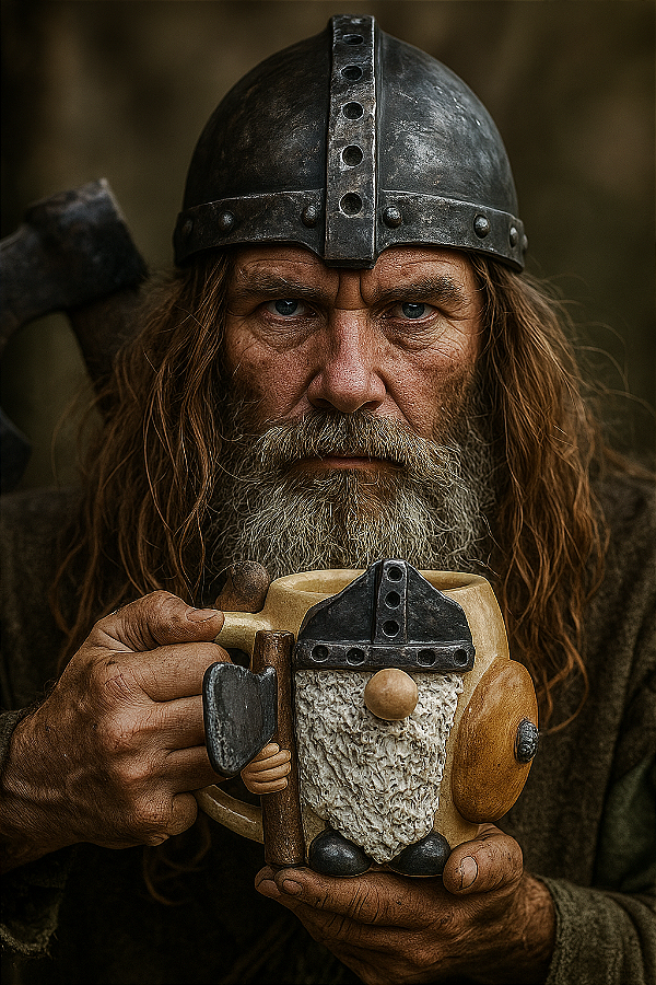 Caneca artesanal cerâmica esculpida barba branca