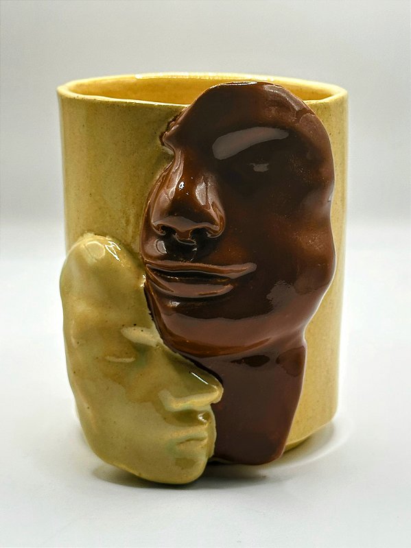 Porta tudo artesanal cerâmica casal ternura