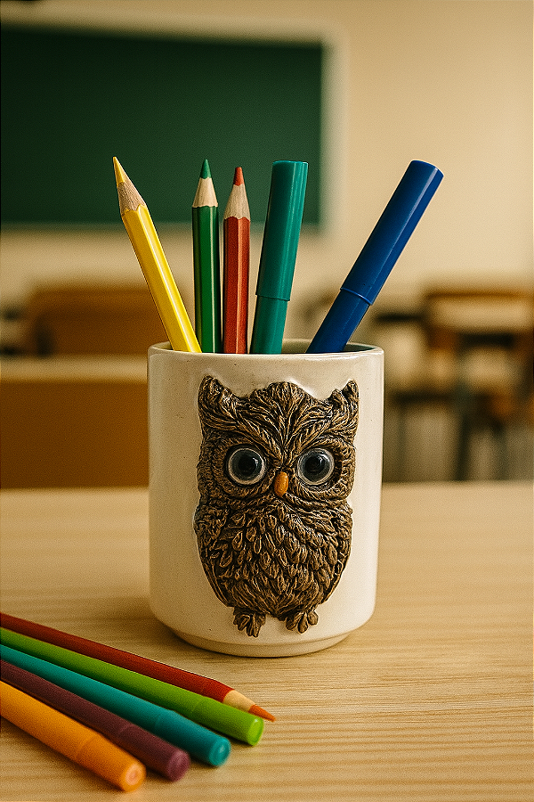 Porta treco artesanal em cerãmica sabedoria