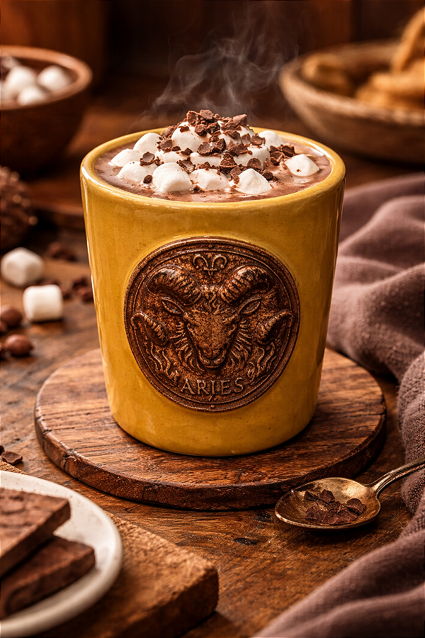 Copo artesanal cerãmica signo Áries