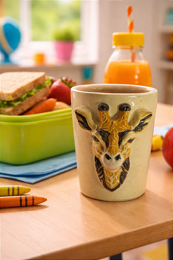 copinho artesanal cerâmica girafa