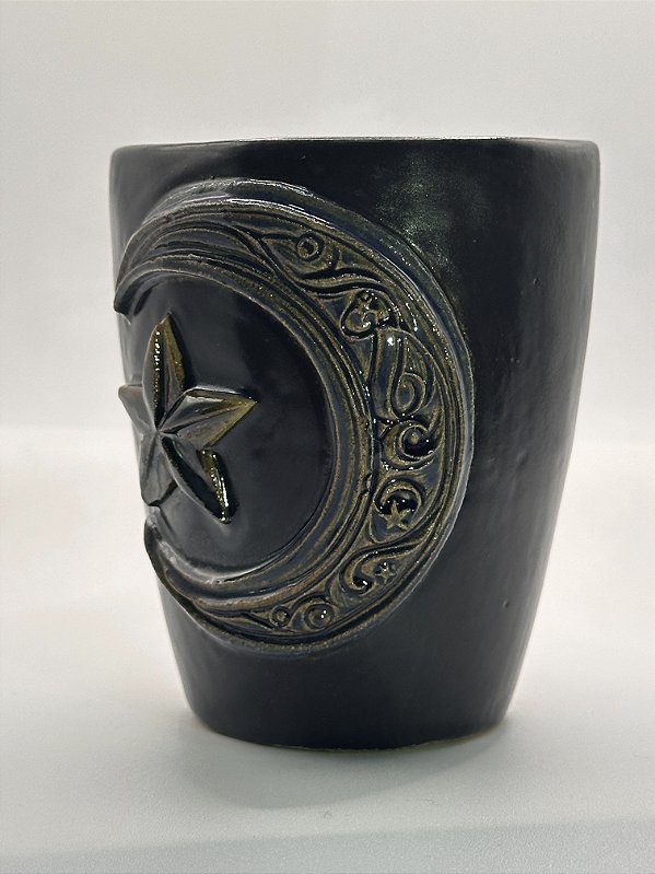 caneca artesanal cerâmica lua minguante